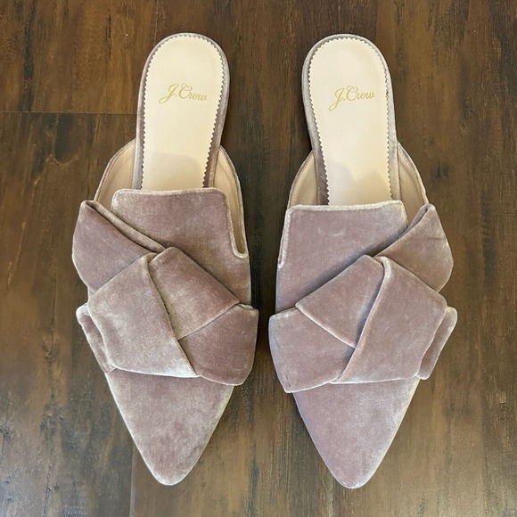 J. CREW Marina Slide Mule Pointed Toe in Velvet Seashell Dusty Pink - Picture 1 of 11